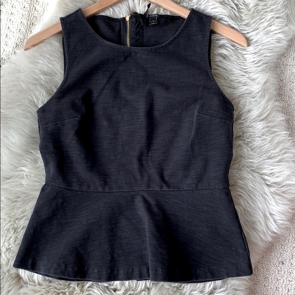 J Crew Black Péplum cotton & Spandex Top